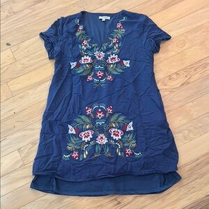 NWOT Polagram Beautiful  Embroidered Blue Dress. L